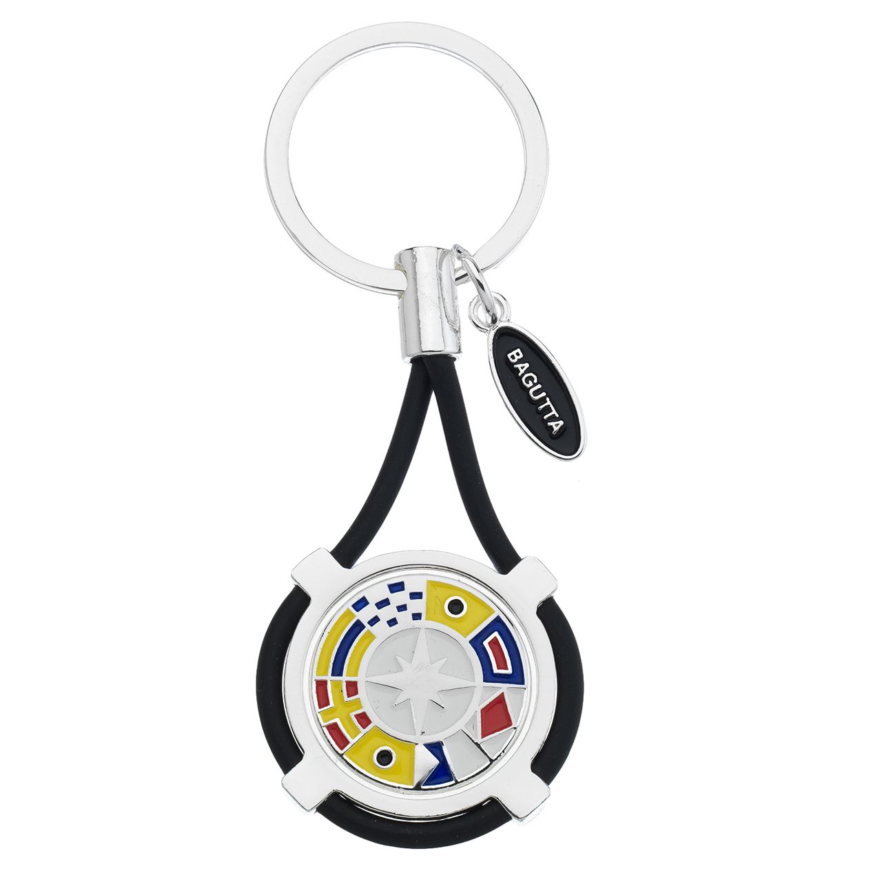 PORTACHIAVI CON BANDIERE NAUTICHE E CORDONE NERO cm 9,5
